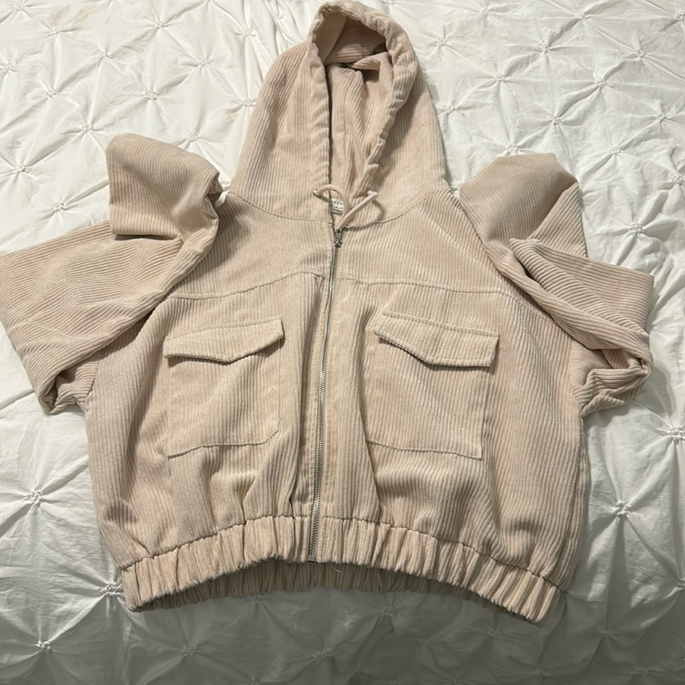 Cropped zip up hoodie, pink , American Threads